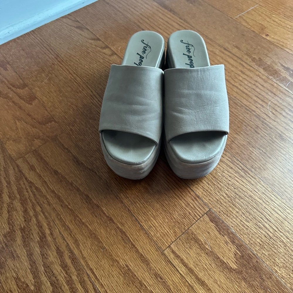 Free People Tan Platform Slides